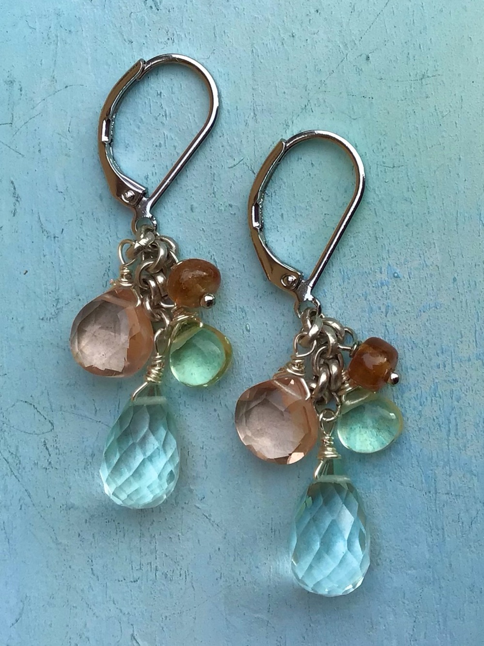 Sundance Charm Sterling Silver earrings aquamarine morganite prasiolite